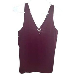 DYNAMITE Womens Top XSmall Burgundy Gold Rings V-Neck Sleeveless‎